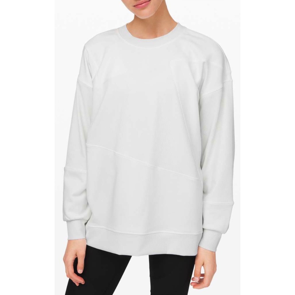 Lululemon Mixed Ribbed Paneled Oversized Crewneck Sweatshirt Cream Women XL
